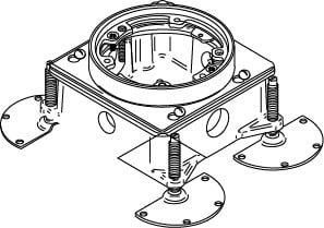 887B Shallow Watertight Floor Box, Cast Iron, 24.7 cu-in Capacity, 2 Knockouts, 4-13/16 in L x 4-13/16 in W x 2-5/8 in H