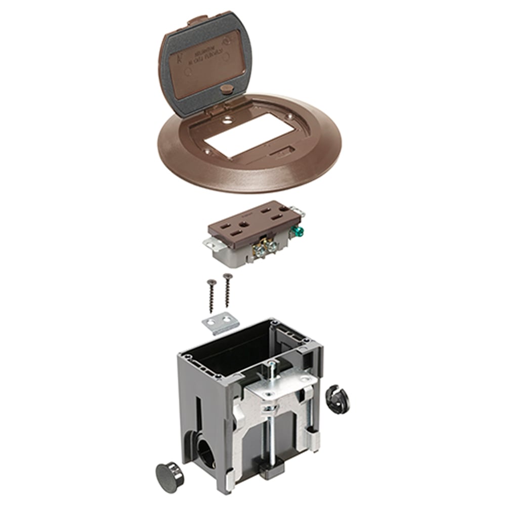 FLBAFR101BR Adjustable Non-Metallic Floor Box, Plastic, 1 Gang
