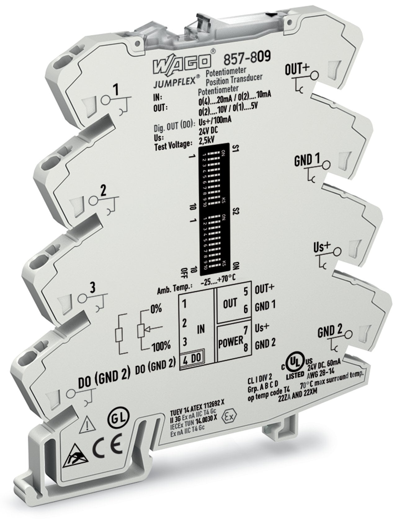 857-809 857 Potentiometer Signal Conditioner, 24 V DC Input