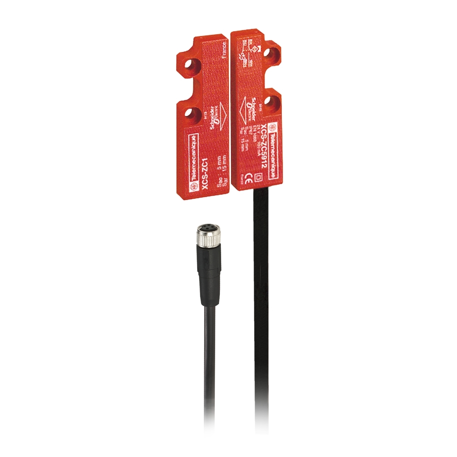XCSDMC790L01M8 Preventa 3-Direction 2-Pole Safety Interlock Switch, Coded Magnetic Actuator, 100 mA at 24 V DC Contact, 2NC Contact, Rhodium Contact