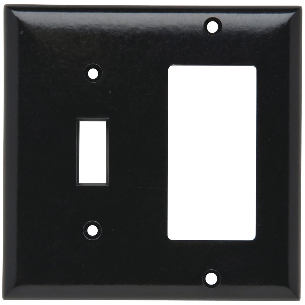 SP126BK Standard Combination Wall Plate with Color Matching Screws, 2 Gangs, 5 in W x 3 in H x 0.35 in D, Thermoplastic, Black