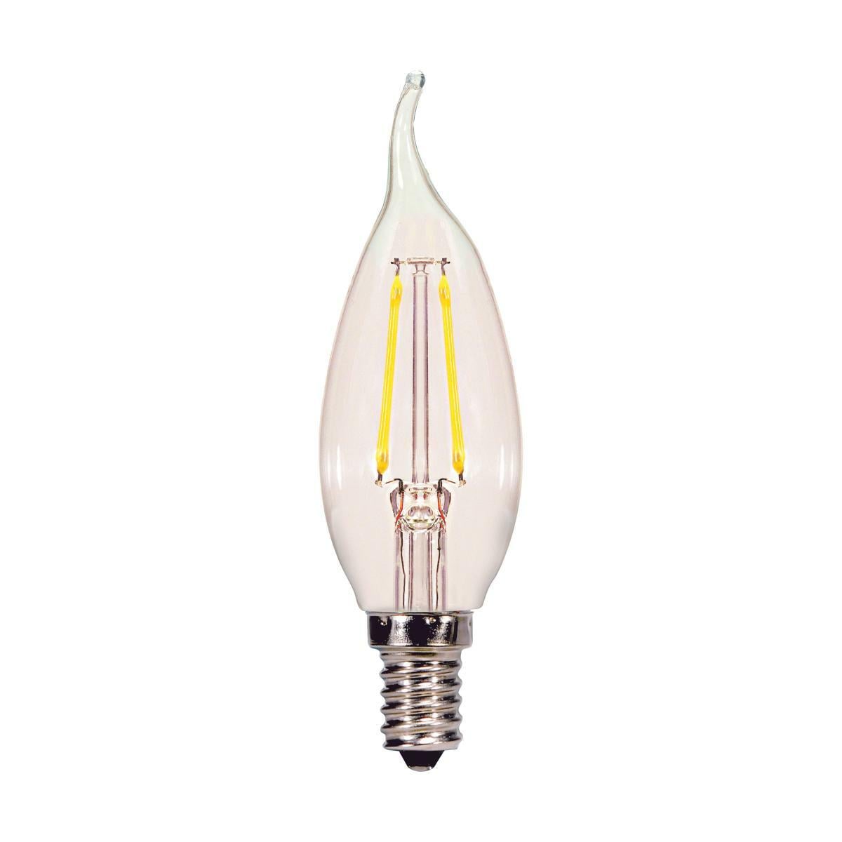 S21720 Dimmable Filament LED Lamp, 2.5 W, 25 W Incandescent Equivalent, E12 Lamp, CA10 Candle Shape, 180 Lumens