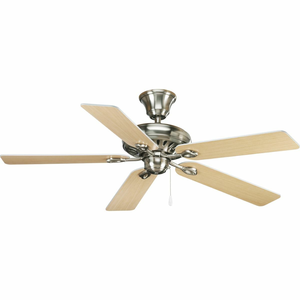 P2521-09 Pre-Wired Traditional Ceiling Fan With (5) Reversible White/Natural Cherry Blades, 12 deg Blade Pitch, Steel Housing, Plywood Blade, 4700 cfm Flow Rate
