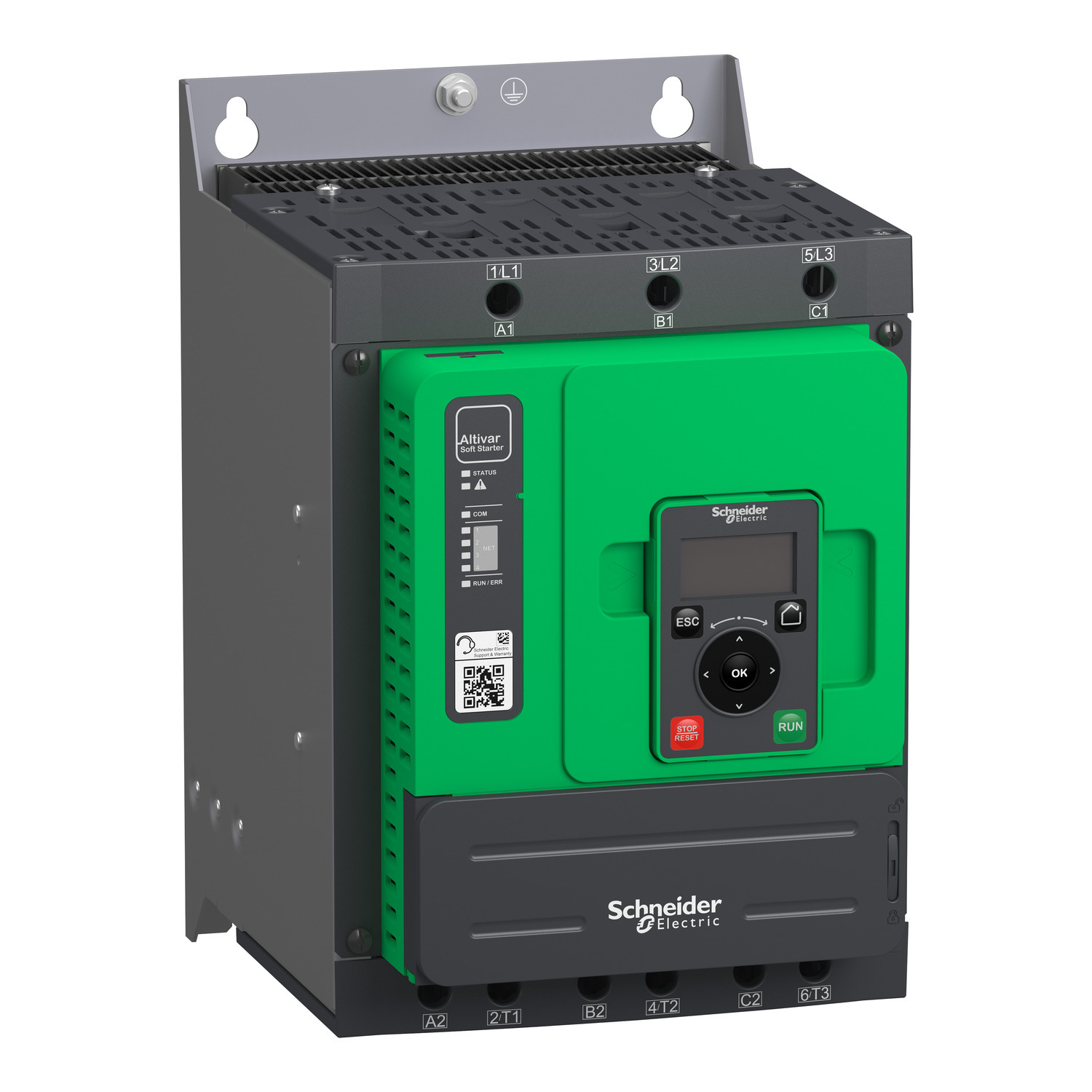 ATS480D62Y ATS480 External Bypass Soft Starter, 110 to 230 VAC V Coil, IP20 Enclosure