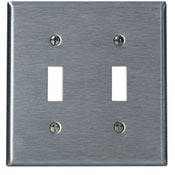 SSJ2-40 Midway Size Wall Plate, 2 Gangs, 4.937 in W x 4.875 in H, 302 Stainless Steel