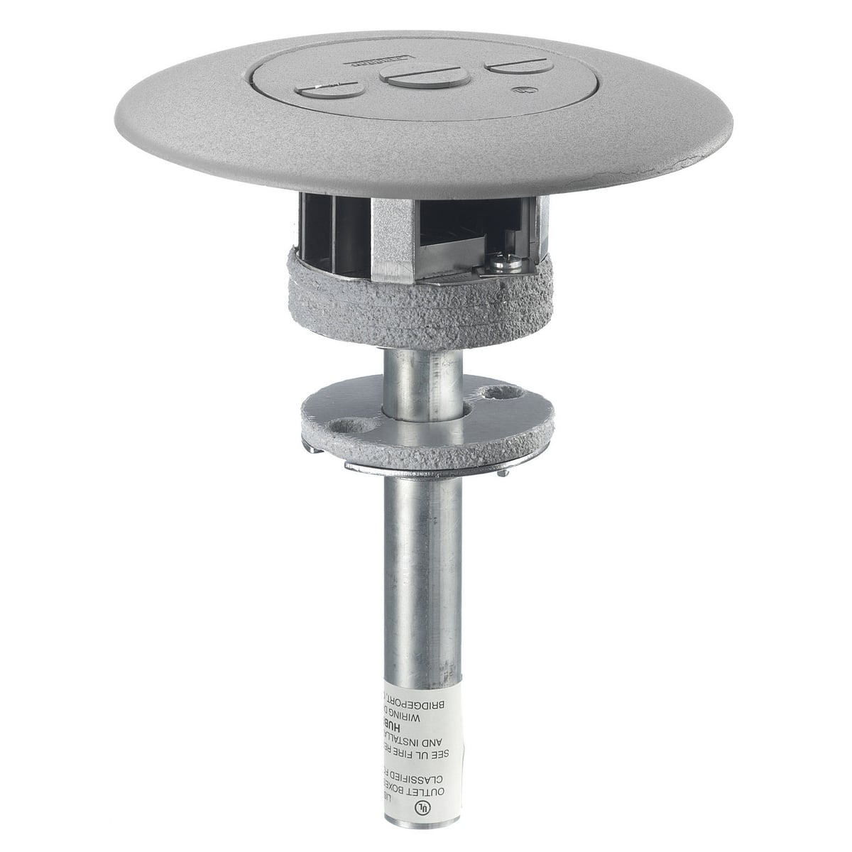 PT73FFSDGY 1-Piece 3-Service Flush Standard Sized Poke-Through Assembled Unit, 3 in Hole, 7 in Dia Cover, Composite