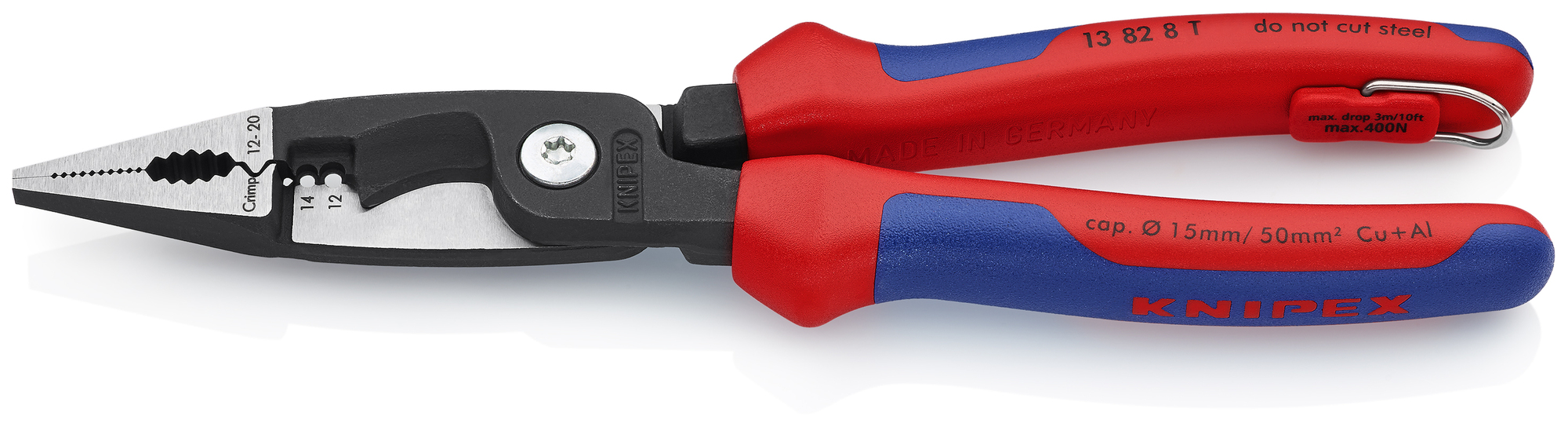 6-in-1 Electrical Installation Pliers 12 and 14 AWG-Tethered Attachment, 8 in., Multi-Component