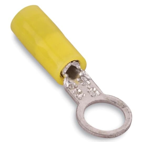 RZ22-8 Sta-Kon RZ Series Insulated Ring Terminal, 26 to 22 AWG Conductor, 3/4 in L, Brazed Seam Barrel, Copper, Yellow