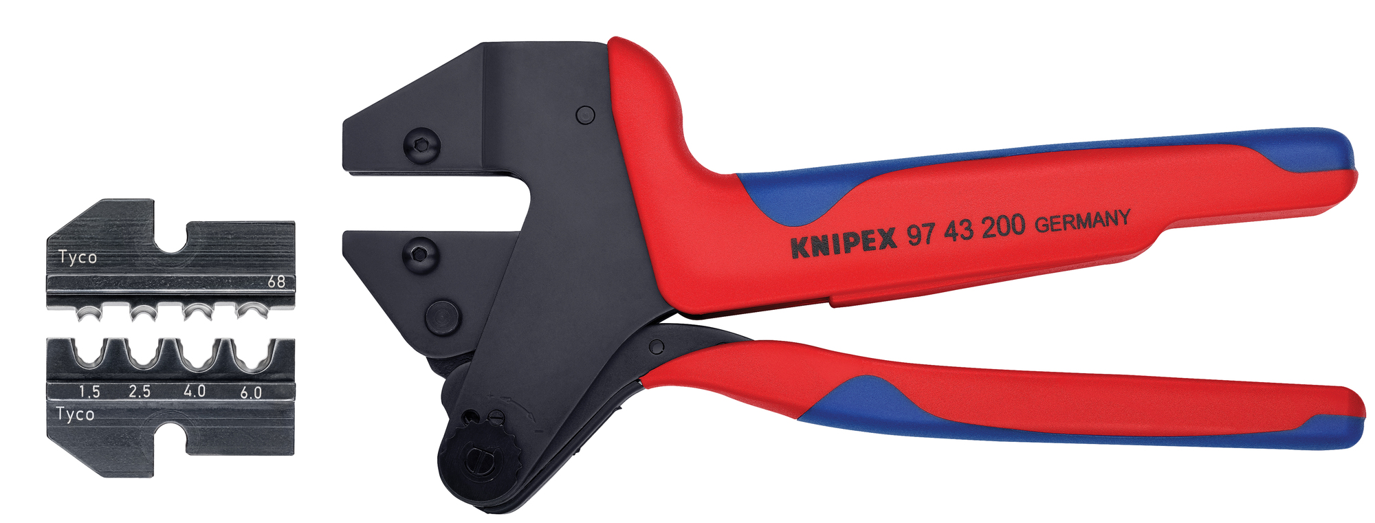 Crimp System Pliers (97 43 200) & Crimp Die: Solar Connectors Solarlok (Tyco): 1.5/2.5/4.0/6.0 10/11/1 (97 49 68) Packaged In A Protective Plastic Case, 10 1/2 in.