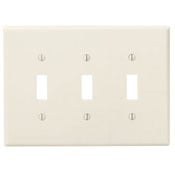 80511-T Midway Size Traditional Wall Plate, 3 Gangs, 6-3/4 in W x 4-7/8 H, Thermoset, Light Almond