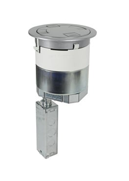 6AT2PAVGY Evolution 6AT Pre-Wired Recessed Poke-Through Assembly With Flush Style Cover, 6 in Hole, 3 Gangs, 24 cu-in Capacity, Plastic/Steel