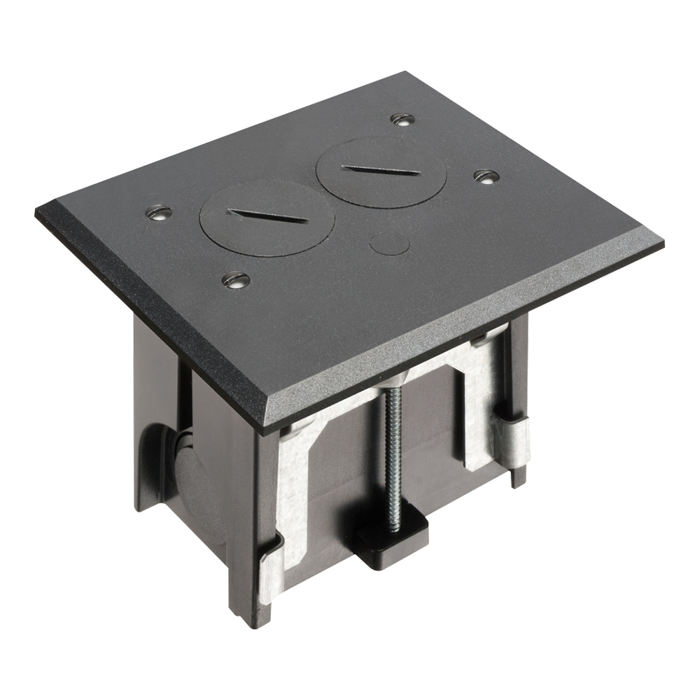 FLBA101BL Adjustable Non-Metallic Floor Box Kit With Threaded Plug, Plastic, 18.3 cu-in Capacity, 1 Gang