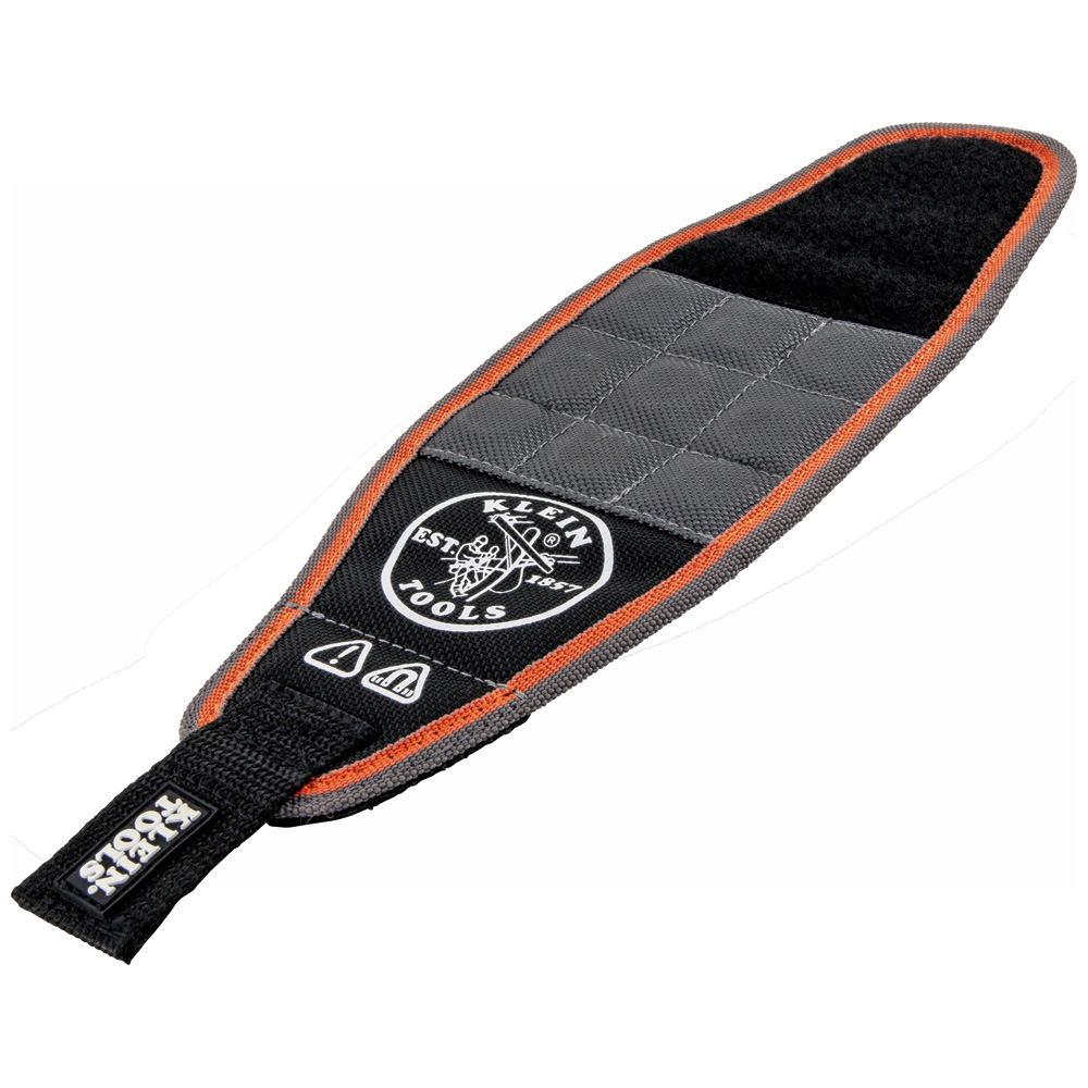 55895 Magnetic Wristband, 13-1/4 in L x 3/4 in W x 4 in H, Adjustable/Hook and Loop Closure, Black with Orange/Gray