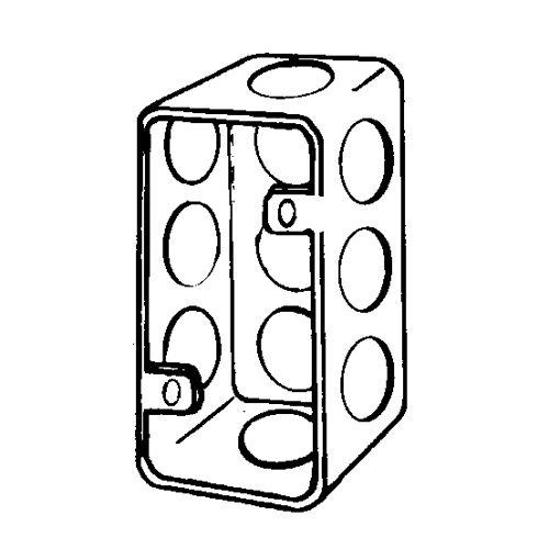 4SS Handy Box With Conduit Knockout, Steel, 7 cu-in, 11 Outlet , 11 Knockouts