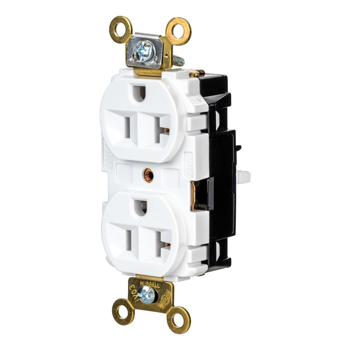HBL5362STW EdgeConnect Straight Blade Receptacle, 125 V, 20 A, 2 Poles, 3 Wires, White