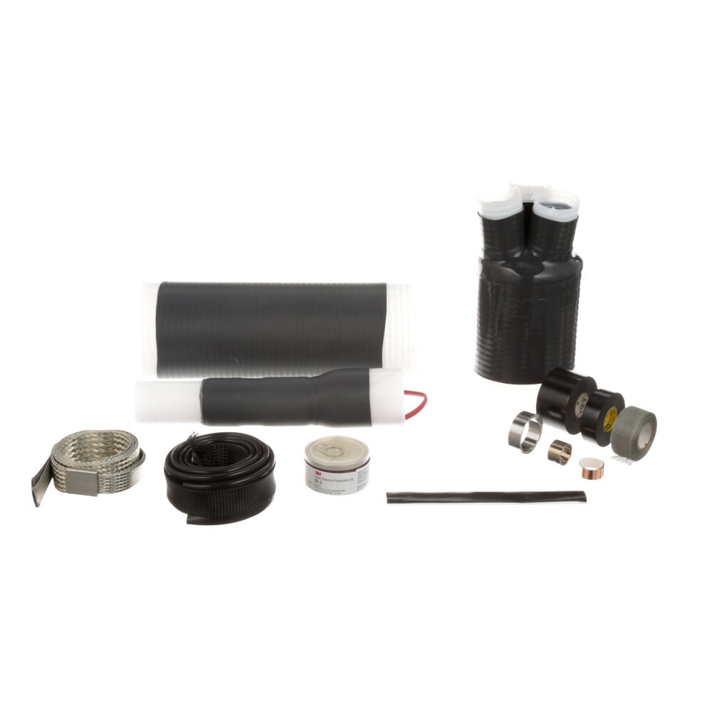 7000031772 QT-III 7600-T-3G Cold Shrink Termination Kit, 3 Pieces, For Use With Three Core Tape Shield, UniShield and Wire Shield Power Cable, Silicone Rubber, Black