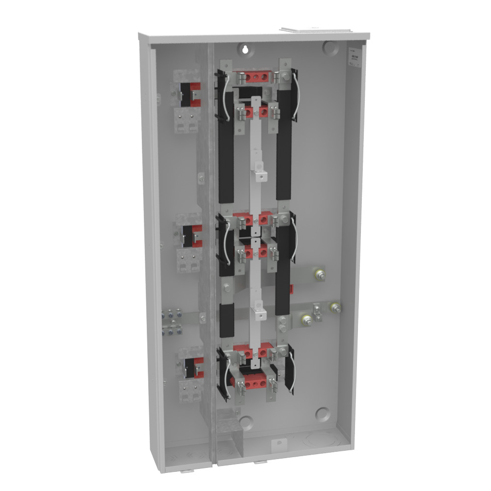 U2853-X-HSP 4 Term, Ringless, Large Closing Plate, 3 Position, 3-125 Amp, Main Breaker Provision, Stainless Steel, Hasp