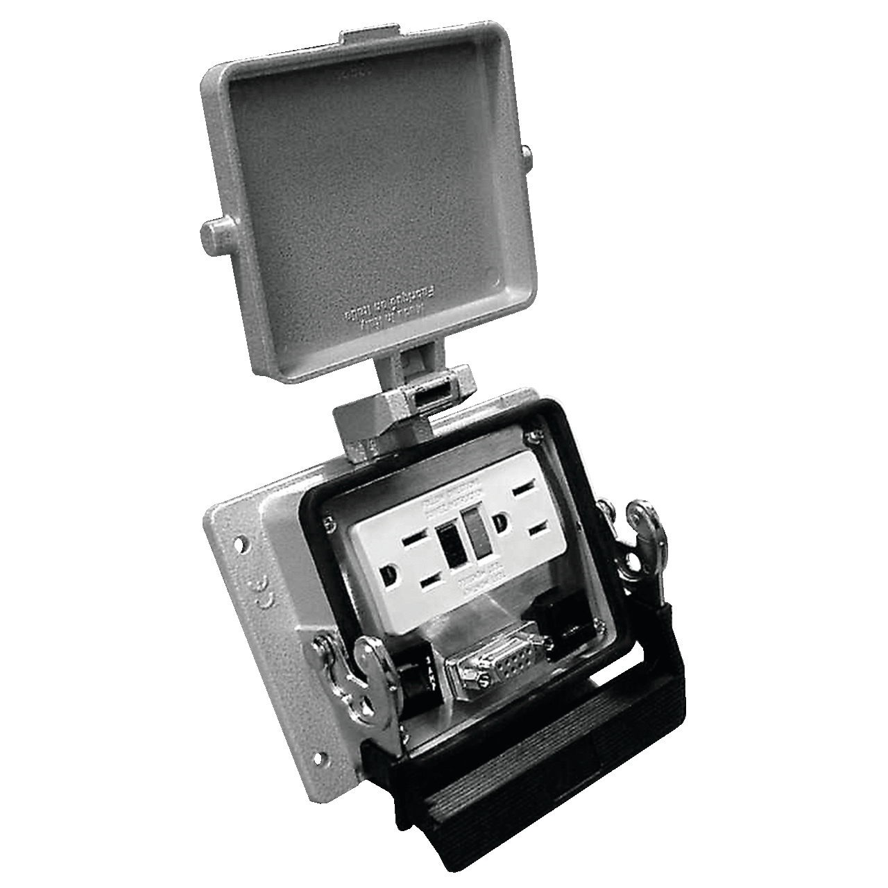 AC4DB9RJ45GFI A80 Panel Interface Connector With Roller Latch on Hinged Cover