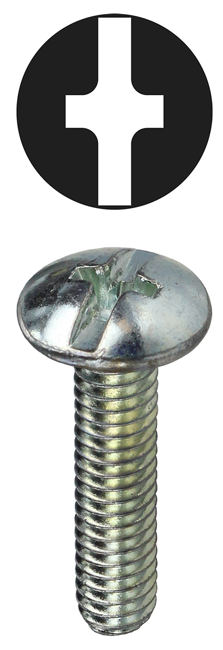 TMC6324 Machine Screw, #6-32, 4 in OAL, Steel, Truss Head, Zinc Plated, Phillips/Slotted Drive