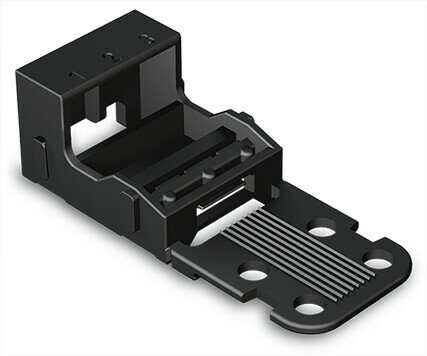 Mounting carrier for screw mounting - Wago (221 series) - for 4mm2 - Black color - compatible with 3-conductor term. blck.