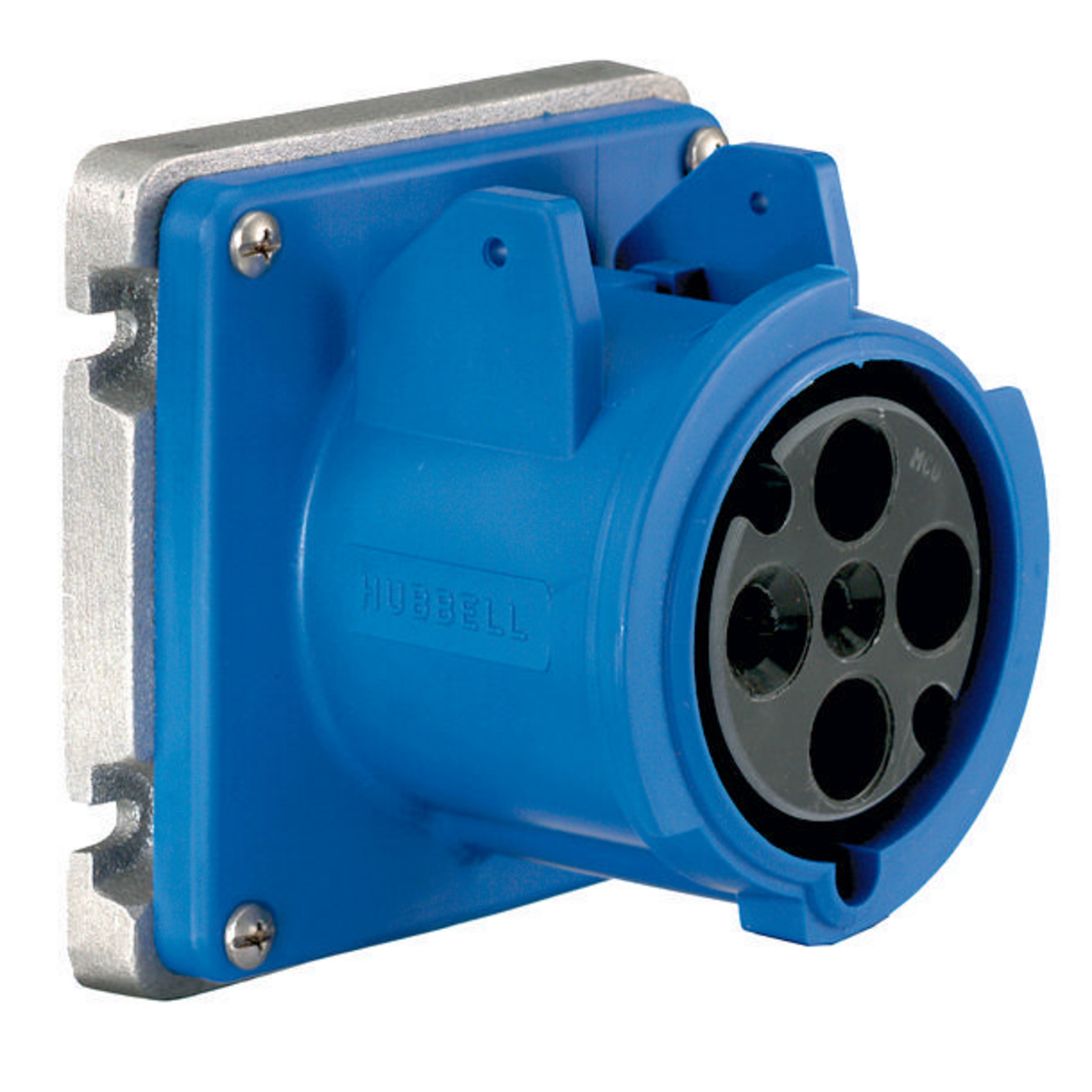 A4100R9 3-Phase Grounding Heavy Duty Single Standard Watertight Screw Mount Pin Sleeve Receptacle, 250 VAC, 100 A, 3 Poles, 4 Wires, Blue