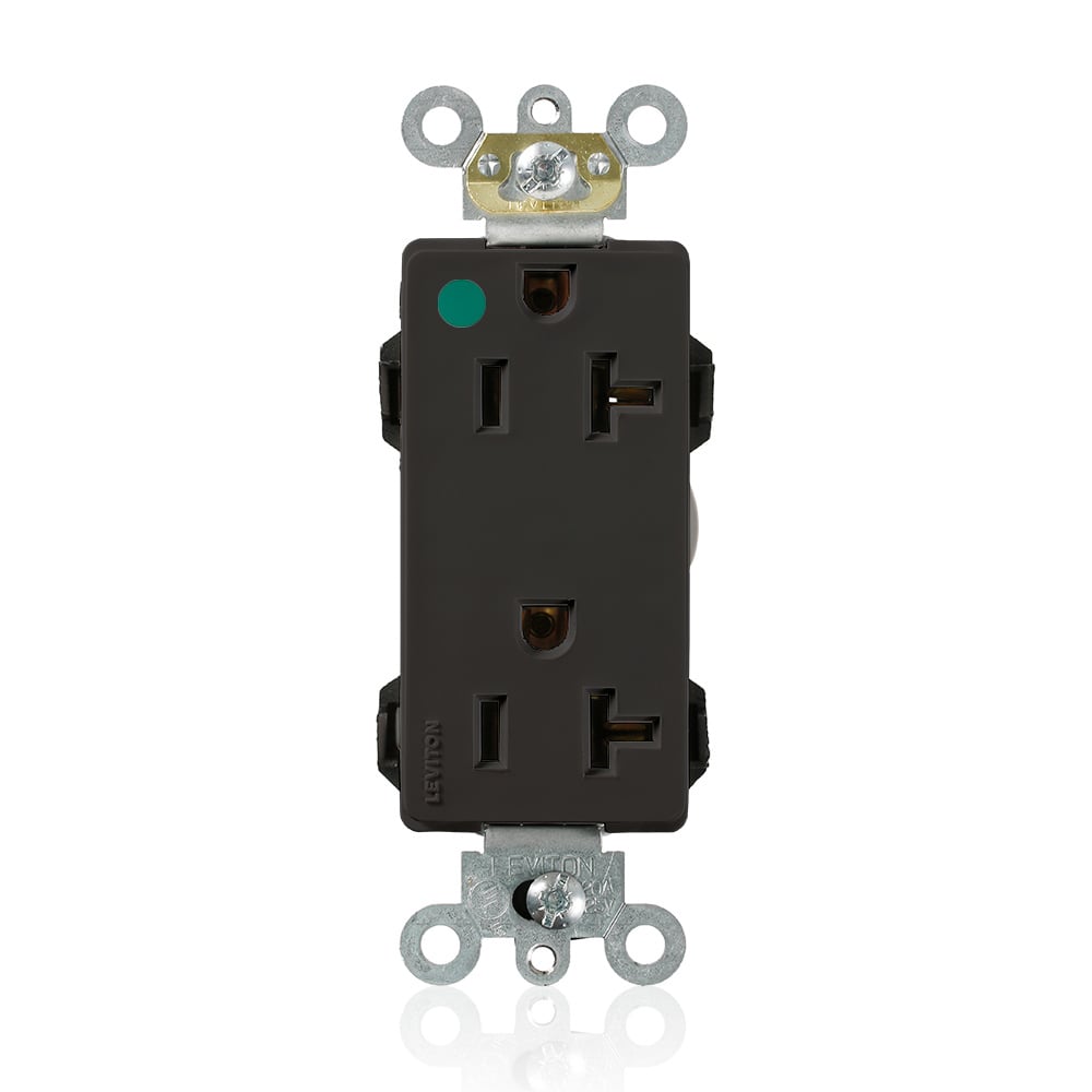 M1636-HGE Decora Plus Straight Blade Duplex Receptacle, 125 V AC, 20 A, 2 Poles, 3 Wires, Black