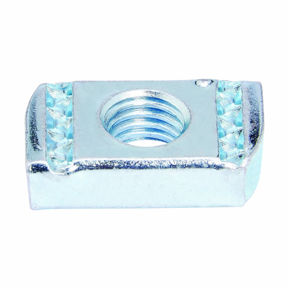 N528ZN 500 Standard Channel Nut With Spring, For Use With B42, B52, B54 and B56 Series Short Channel, 3/8 in THK, 3/8-16 Thread, Steel