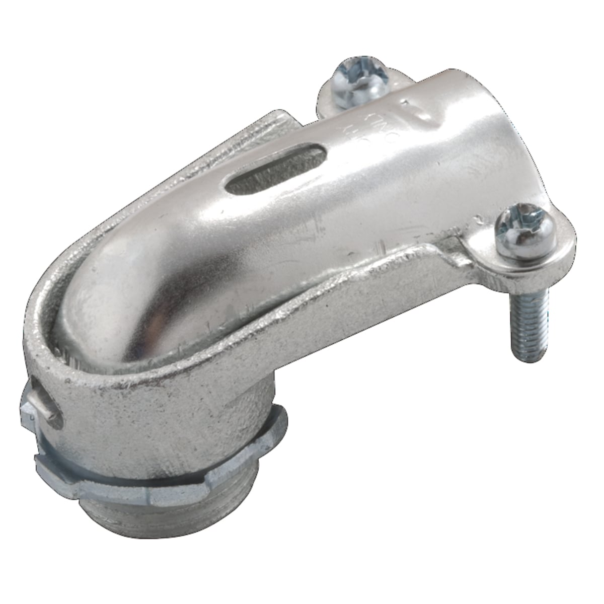 2204 Non-Insulated Squeeze Conduit Connector, 1 in Trade, 1.045 in Cable Openings, For Use With FMC, Malleable Iron, Electro-Plated Zinc