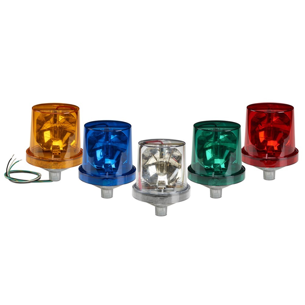 225-120A Electraray Light-Duty Rotating Warning Light, 120 V AC, Incandescent Lamp, 5-1/2 in Dia, Surface Mount, Amber