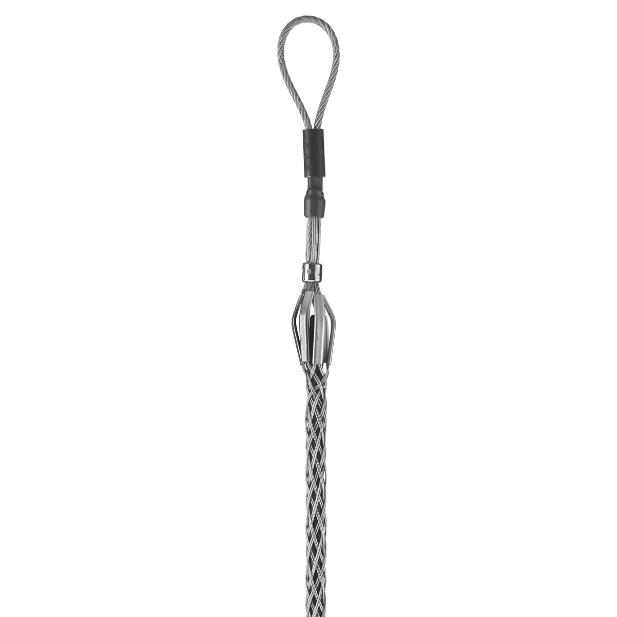 33271037 Standard Non-Mounted Pulling Grip, 0.19 to 0.37 in Dia Cable, 24 in L Mesh, 0.22 in Dia Eye, 1300 lb Load, Galvanized Steel