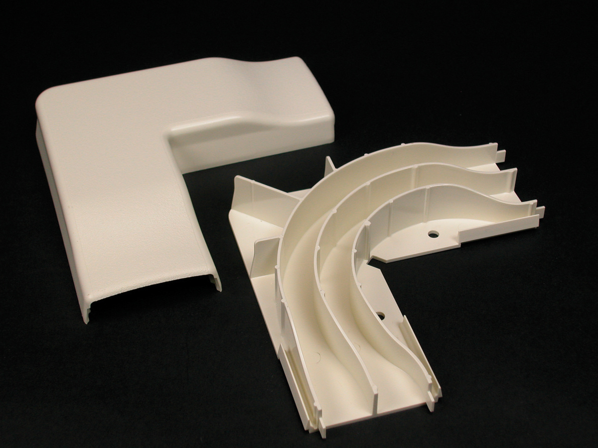 Non-Metallic, FiberReady 2" Radius Full Capacity Flat Elbow, 2300 Series. Size: 5-1/2" Length, 5-1/2" Width. PVC, White.