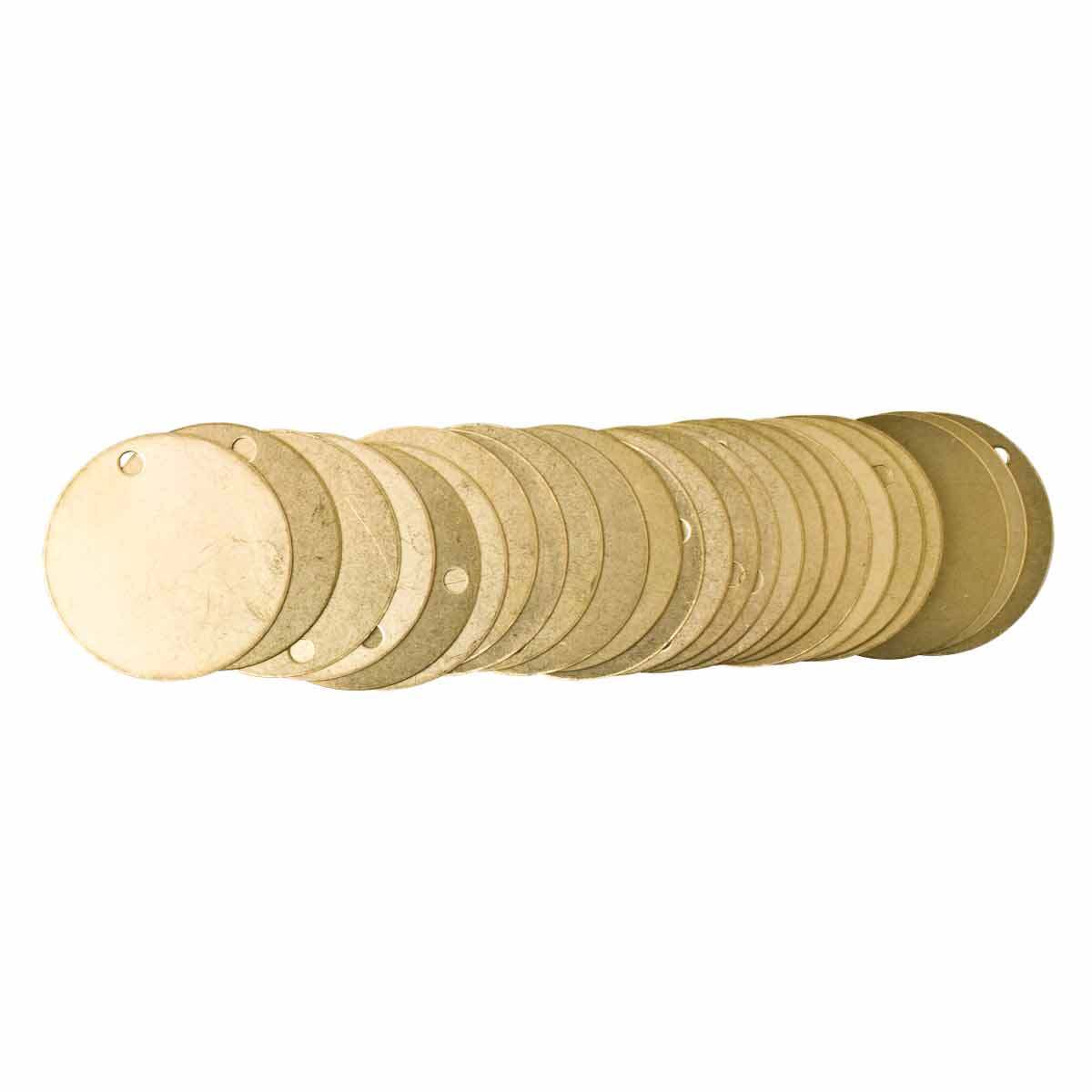 23211 1-Sided Blank Circular Valve Tag, 2 in H x 2 in W, Brass, 0.188 in Hole, B-907 Brass