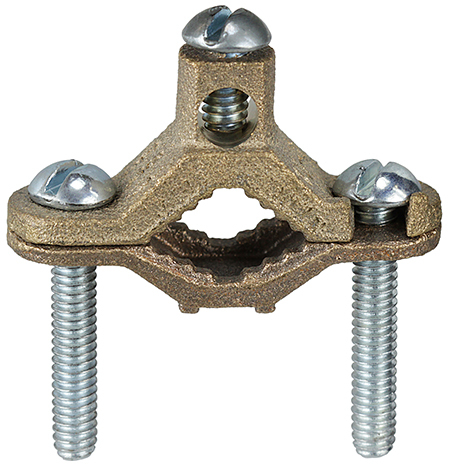 25 High Strength Bare Grounding Clamp With Screw, 10 to 2 AWG Conductor, Bronze