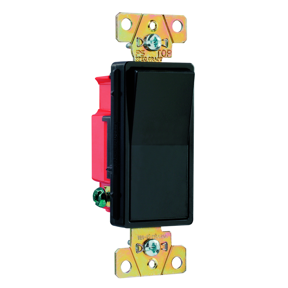 2621BK 20 Amp 120V/277V Single Pole Decorator Paddle Switch, Black