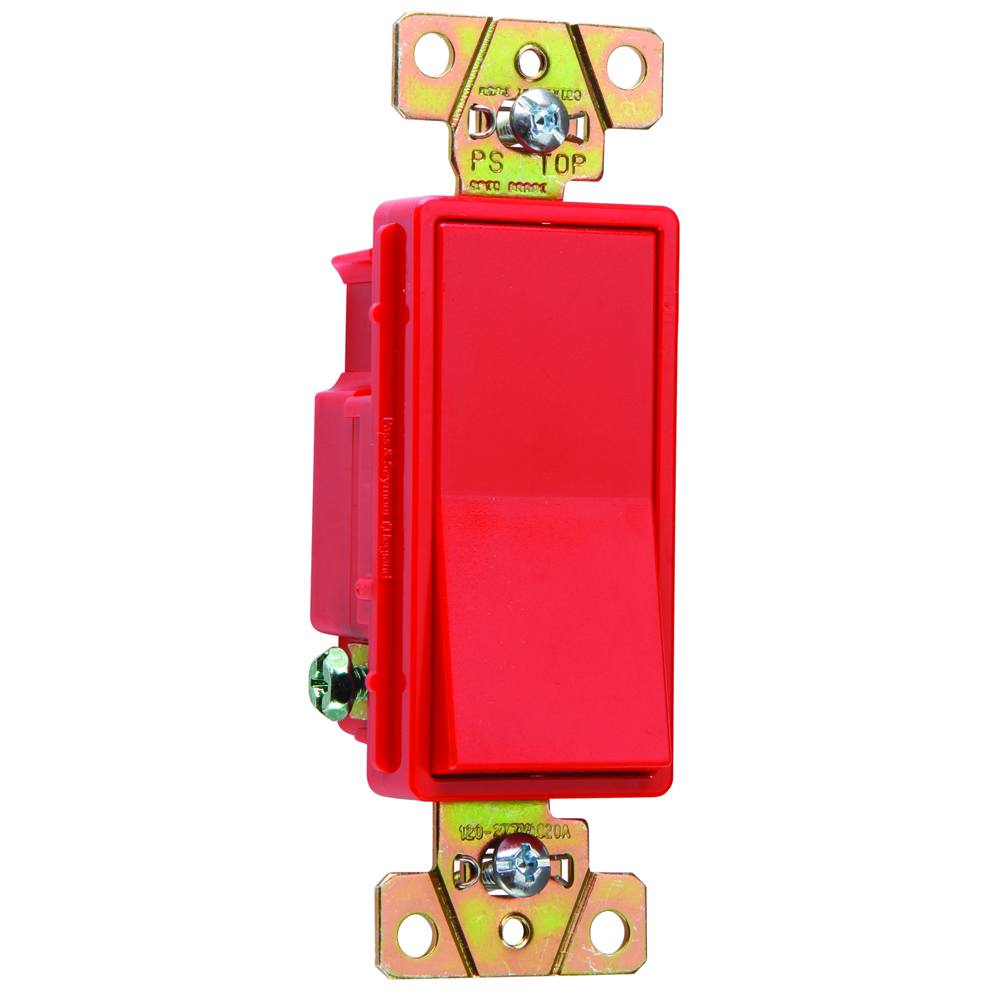 2621RED 20 Amp 120V/277V Single Pole Decorator Paddle Switch, Red