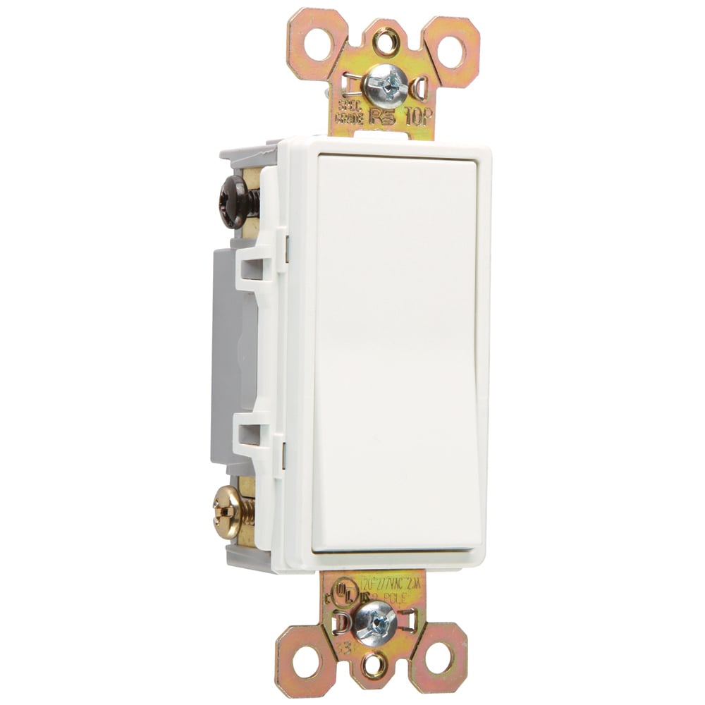 2622W 20 Amp 120V/277V Double Pole Decorator Paddle Switch, White