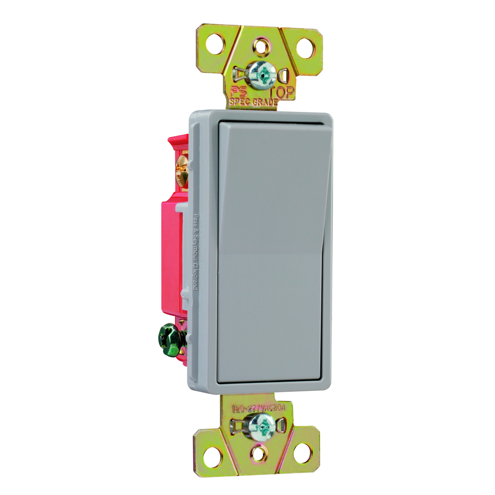 2623GRY 20 Amp 120V/277V 3-Way Decorator Paddle Switch, Gray