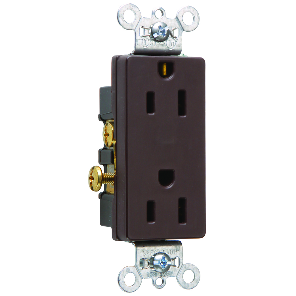 26242 15 Amp 125V  Decorator Duplex Receptacle, Side Wire, Brown