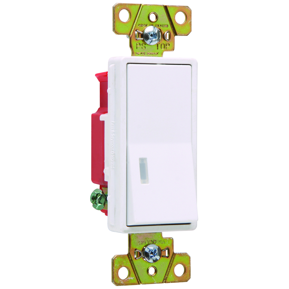 2625W 20 Amp 120V Single Pole Illuminated Decorator Paddle Switch, White