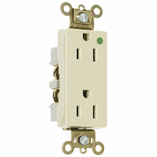 26262HGI 15 Amp 125V Heavy Duty Hospital-Grade Decorator Duplex Receptacle, Back and Side Wire, Ivory