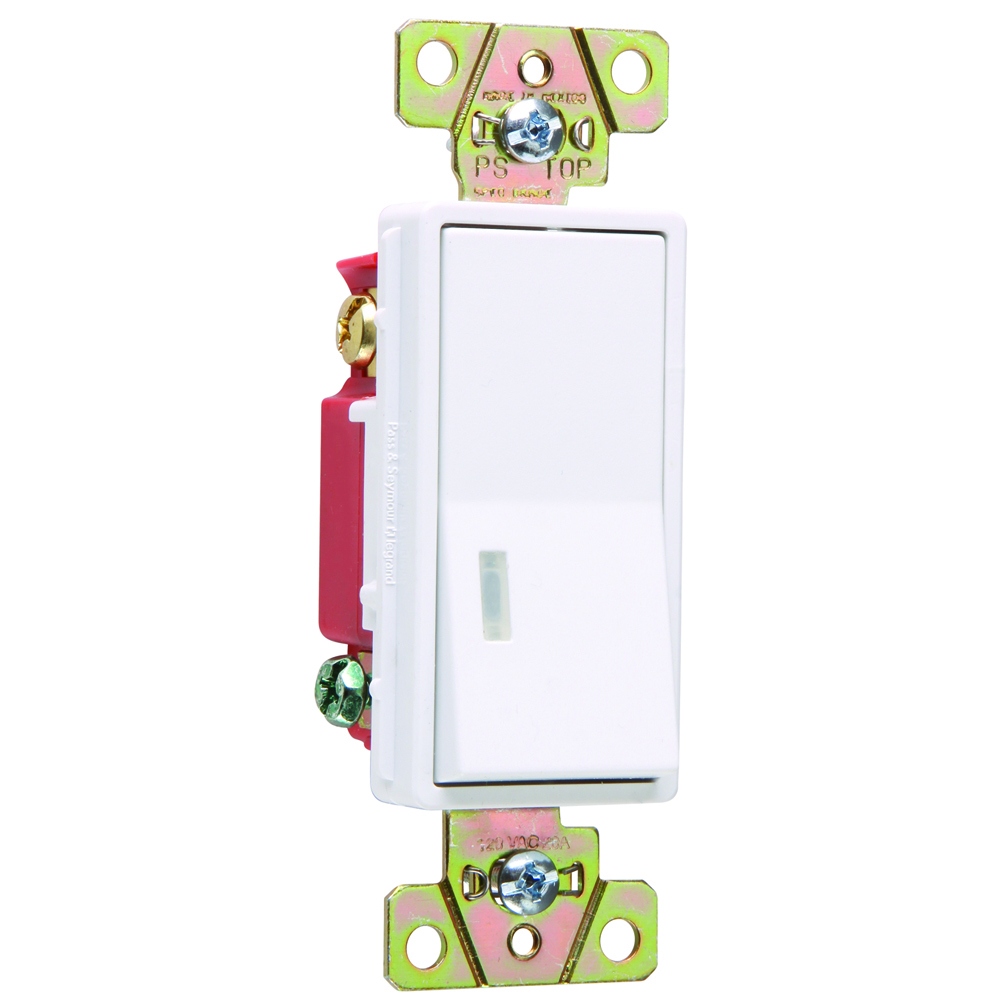 2626W 20 Amp 120V 3-Way Illuminated Decorator Paddle Switch, White