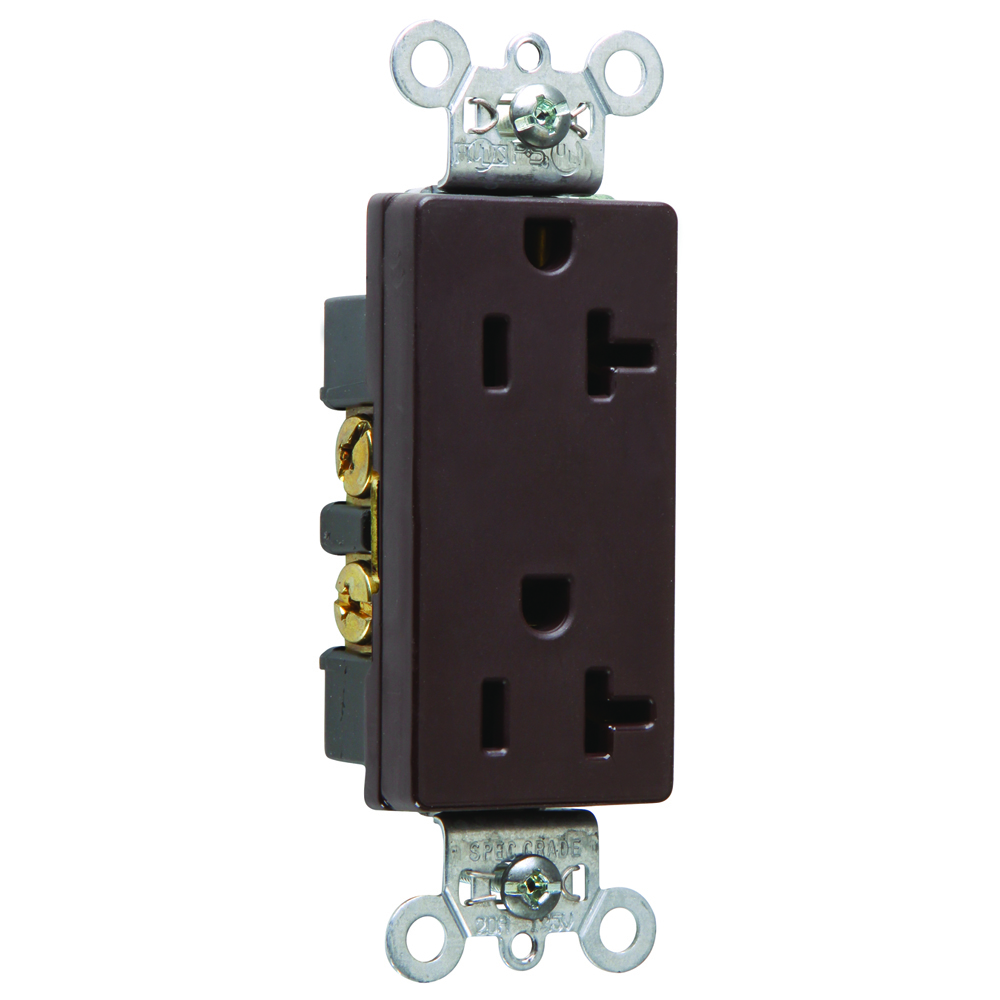 26352 20 Amp 125V  Decorator Duplex Receptacle, Side Wire, Brown