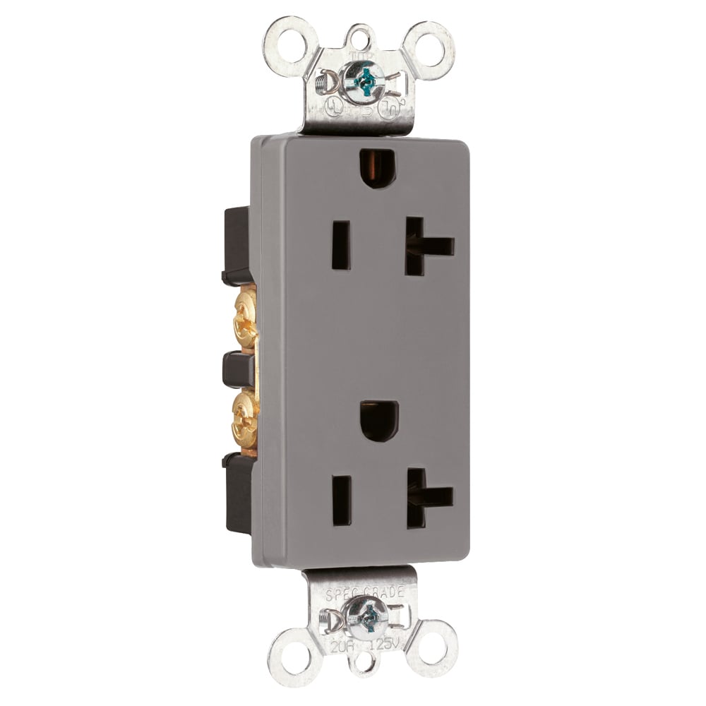 26352GRY 20 Amp 125V Heavy Duty Decorator Duplex Receptacle, Gray