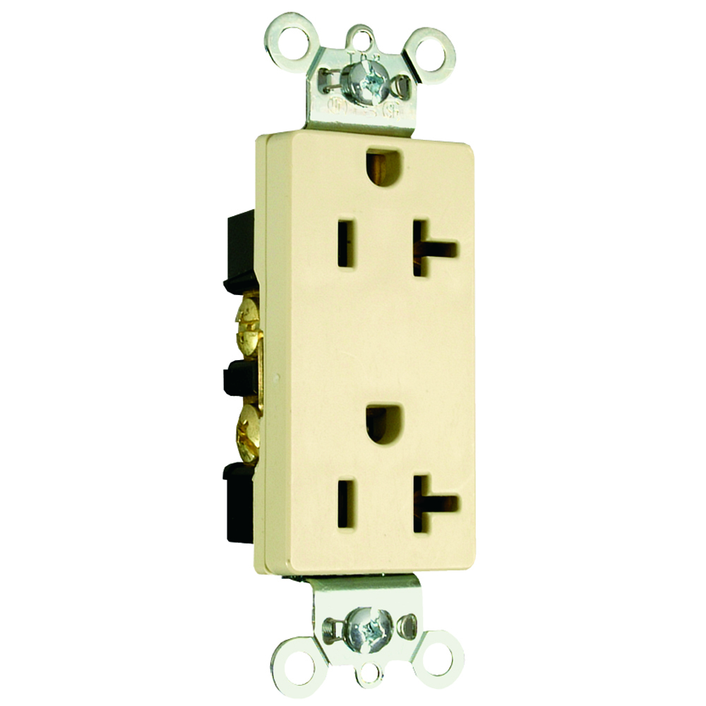 26352I 20 Amp 125V Heavy Duty Decorator Duplex Receptacle, Ivory