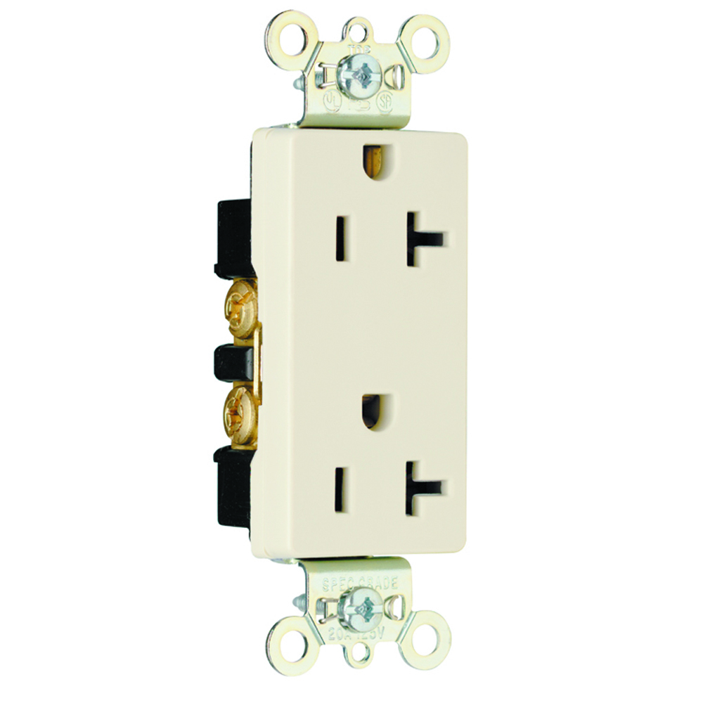 26352LA 20 Amp 125V Heavy Duty Decorator Duplex Receptacle, Light Almond
