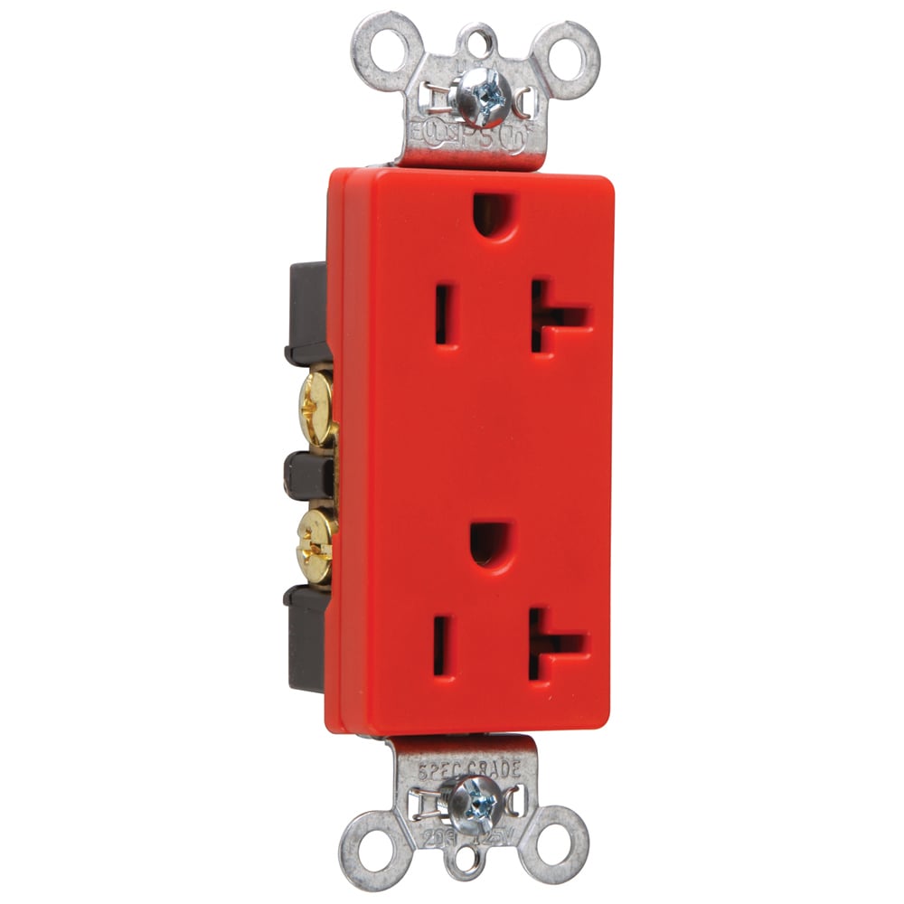 26352RED 20 Amp 125V Heavy Duty Decorator Duplex Receptacle, Red