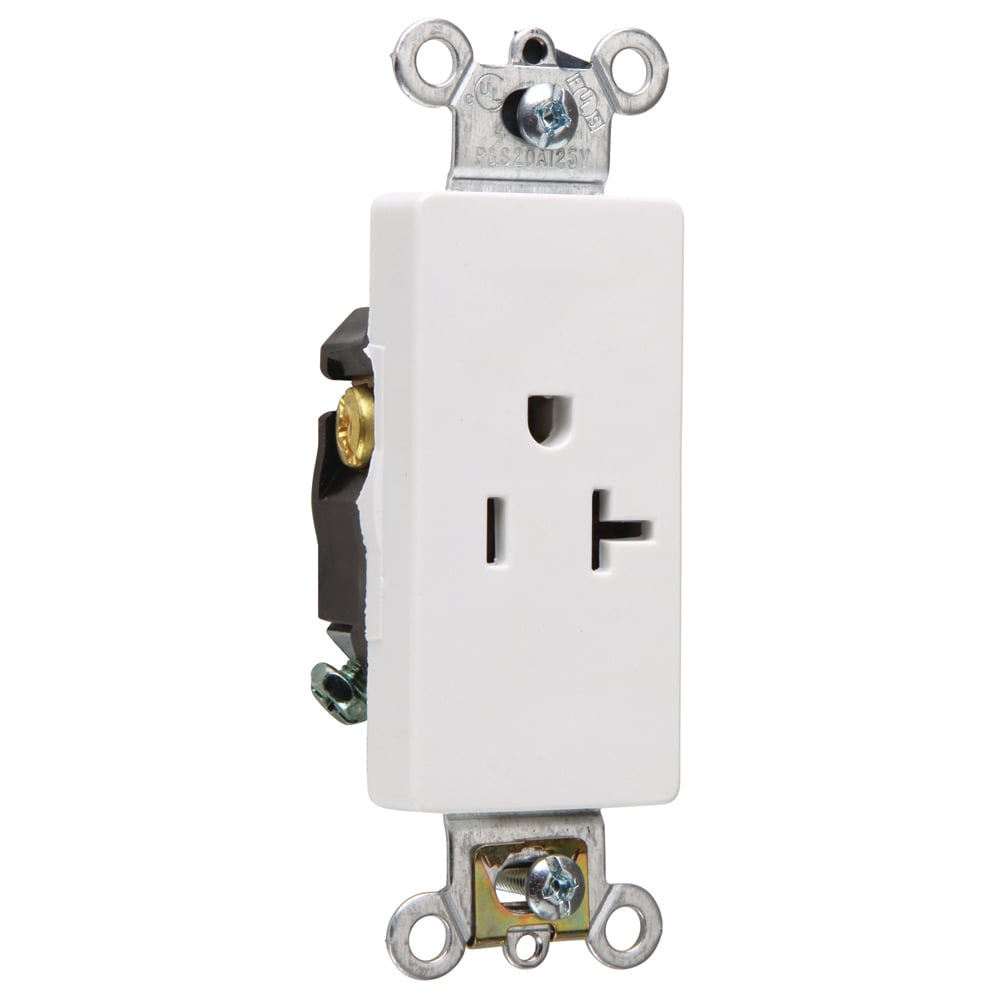 26361W 20 Amp 125V Heavy Duty Decorator Single Receptacles, White