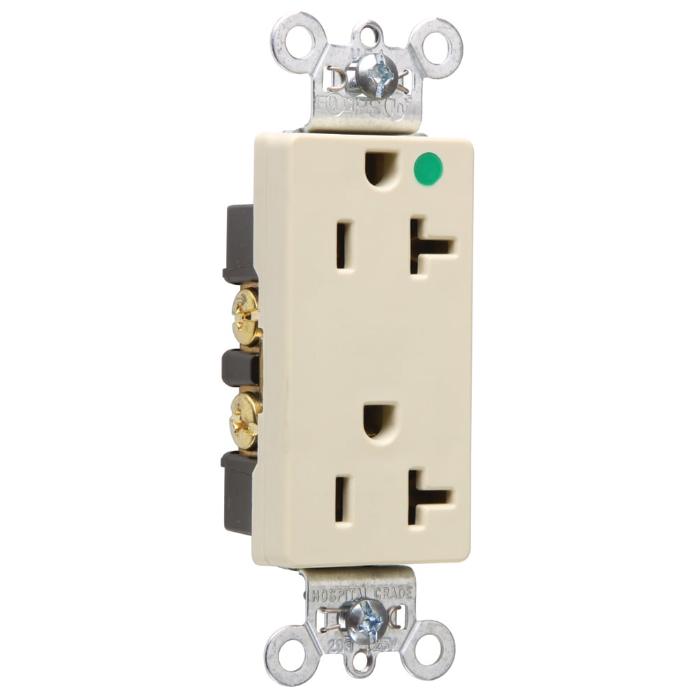 26362HGI 20 Amp 125V Heavy Duty Hospital-Grade Decorator Duplex Receptacle, Ivory