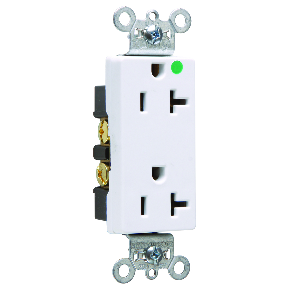 26362HGW Duplex Receptacle, 20 Amp, 125V, White