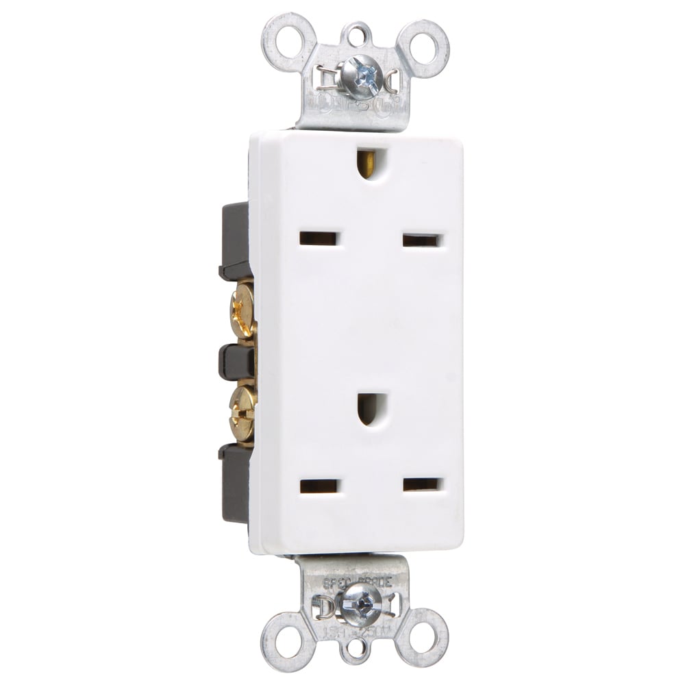 26652W 15 Amp 250V Heavy Duty Duplex Decorator Receptacles, White